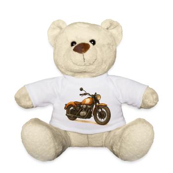Vintage orange and cream motorcycle stylized - Teddy Bear - white - Front