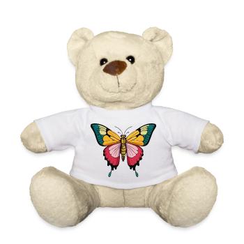 Papillon coloré sur fond de nature - Nounours - blanc - Devant