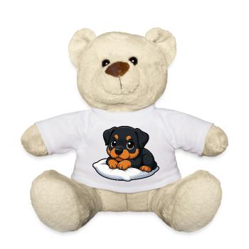 Süßer Rottweiler Cartoon entspannt kuschelig - Teddy - Weiß - Vorne