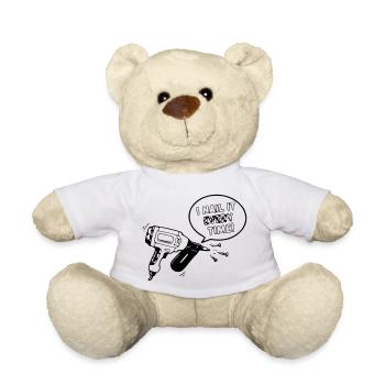 Humorvolles Spielzeug-Design mit Nagel-Werkzeug - Teddy - Weiß - Vorne