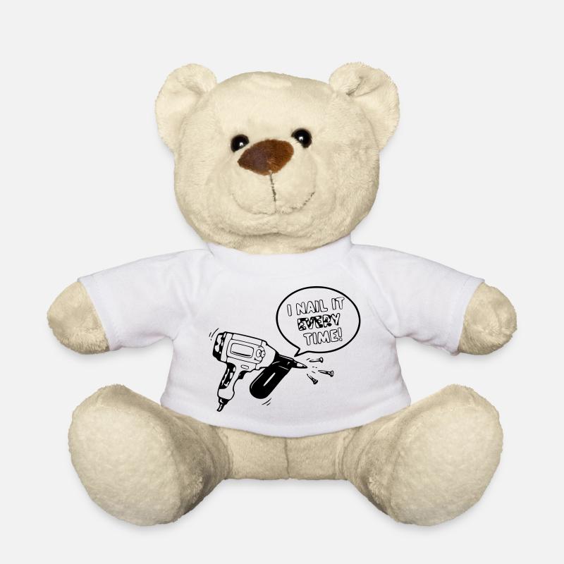 Humorous toy design with nail tool - Teddy Bear - white