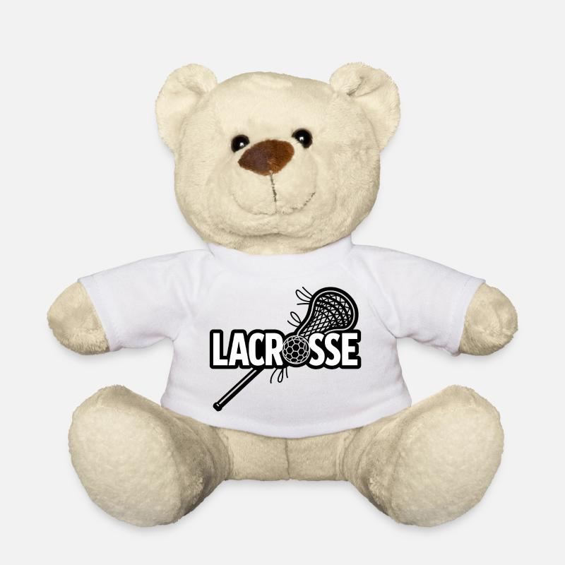 Lacrosse-Logo – Cooles Vintage-Cartoon-Logo - Teddy - Weiß