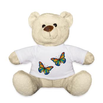 Bunte Mosaikschmetterlinge Design - Teddy - Weiß - Vorne