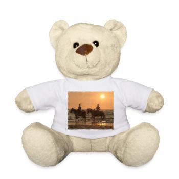 Cavalier au coucher du soleil sur la plage - Nounours - blanc - Devant
