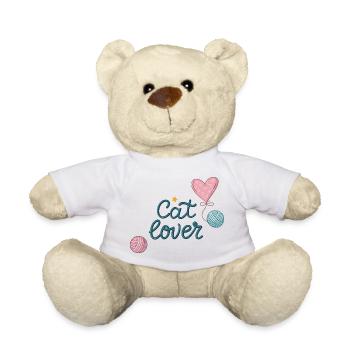 Amour félin avec ballons roses et cœurs - Nounours - blanc - Devant