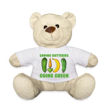 Batterien sparen Umweltfreundlich werden Freche Fr - Teddy - Weiß - Vorne