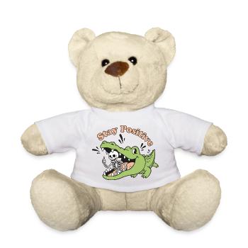 Lebendige Krokodil und Skelett Motiv - Teddy - Weiß - Vorne