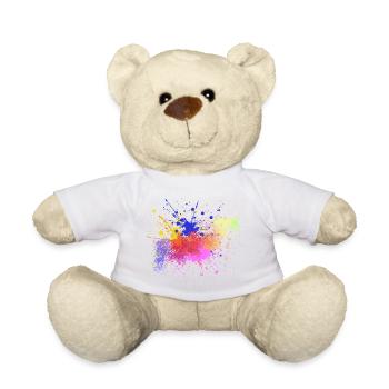 Farbige Farbspritzer Kunst Design - Teddy - Weiß - Vorne
