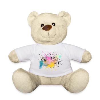 Farbenfrohe Farbspritz-Design - Teddy - Weiß - Vorne