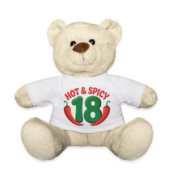 Hot & Spicy 18 – Lustiges Chili Geburtstagsshirt - Teddy - Weiß - Vorne