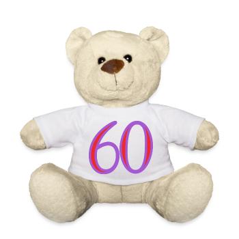 60. 60 ANS. 60e ANNIVERSAIRE. ANNIVERSAIRE 60 ANS. - Nounours - blanc - Devant