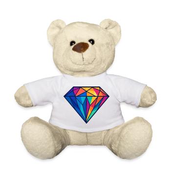 Geometrischer Diamant | Bunt / Regenbogen Design - Teddy - Weiß - Vorne