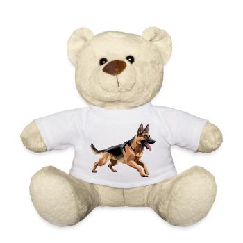 Deutscher Schäferhund - Cool Low Poly Logo - Teddy - Weiß - Vorne
