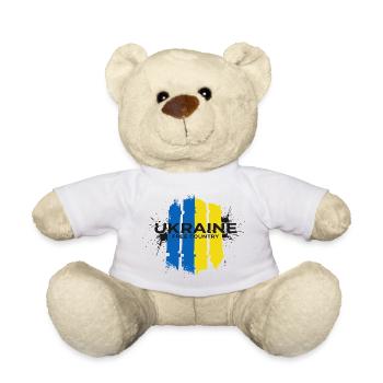 Ukraine Free Country Flag Art - Teddy Bear - white - Front
