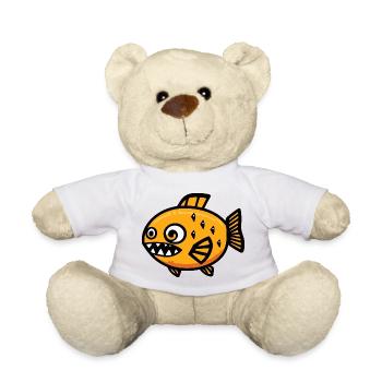Piranha Fish Halloween Comic Funny - Teddy Bear - white - Front