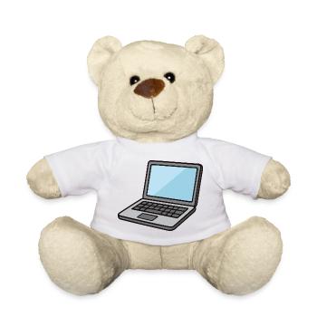 Laptop Illustration Blue - Teddy Bear - white - Front