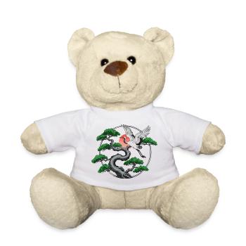 Cranes & Twisted Pine Tree - Teddy Bear - white - Front