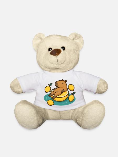 Chillendes Capybara auf Zitrone Cartoon - Teddy - Weiß