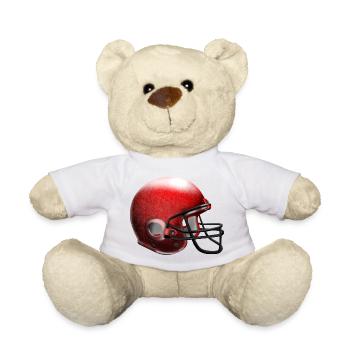 Casque de football rouge - Nounours - blanc - Devant