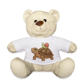 schnecke-reitet-schildkroete-team-langsam-lusti - Teddy - Weiß - Vorne