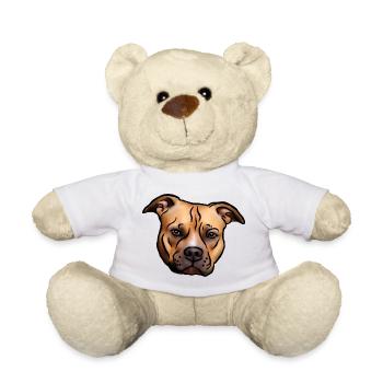 Tête de Staffordshire Terrier - Nounours - blanc - Devant