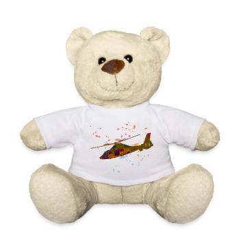 Bunter Hubschrauber Splatter-Design - Teddy - Weiß - Vorne