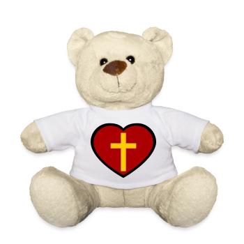 Croix et cœur - Nounours - blanc - Devant