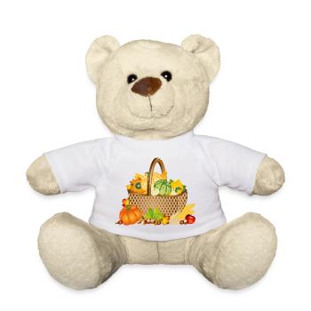 Panier d’automne aux citrouilles et fruits naturels - Nounours - blanc - Devant