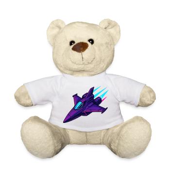 Neon-Kampfjet im Cyberstil - Teddy - Weiß - Vorne