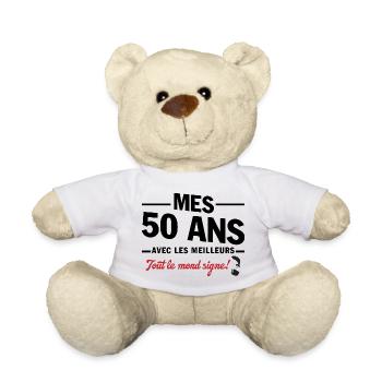 50th Anniversary 1975 Funny Gift - Teddy Bear - white - Front
