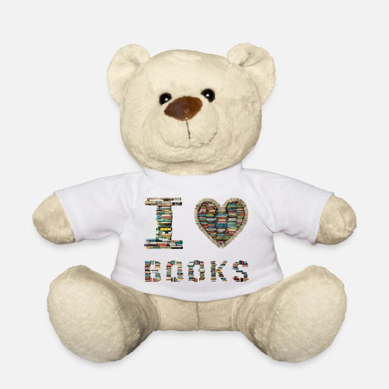 Ich liebe Bücher / Bücherfan - Teddy - Weiß