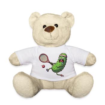 Witzige Gurke Beim Tennis Mit Stirnband - Teddy - Weiß - Vorne