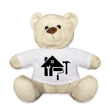 Logo de l’artisan – Marteau, clé et rouleau à peinture - Nounours - blanc - Devant