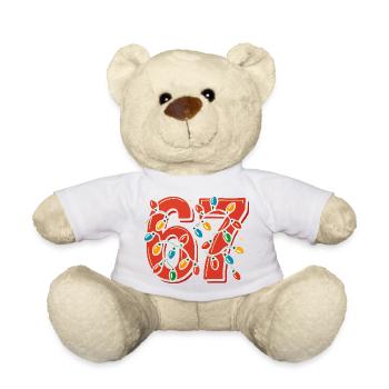 Christmas 6-7 Fun 67 Number 6-7 6 7 Xmas Six Si - Teddy Bear - white - Front