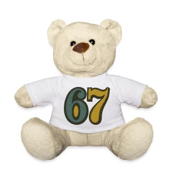 Vintage 67 Ziffern Retro Typografie - Teddy - Weiß - Vorne