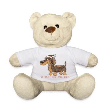 Dackel Weihnachten I Sleigh Your Own Way Dachshund - Teddy - Weiß - Vorne