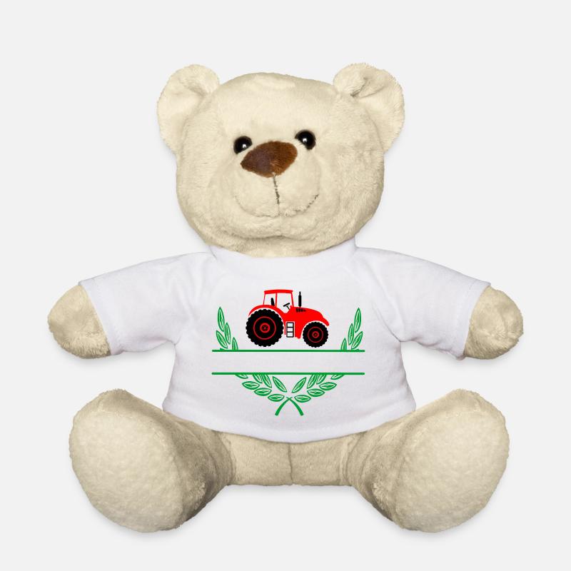 Tracteur rouge avec espace de noms - Nounours - blanc