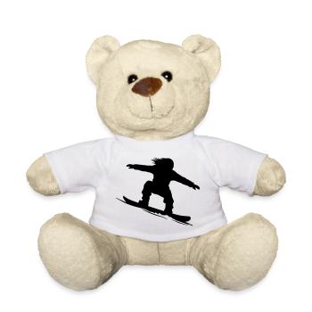 Snowboarder Silhouette - Color Variable - Teddy Bear - white - Front