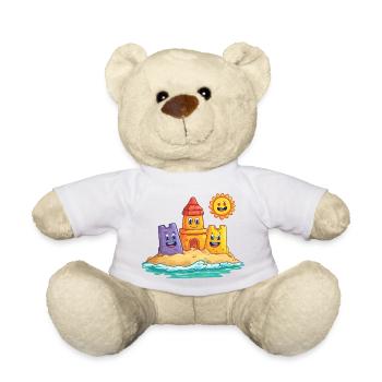 Lustige Sandkasten Burg mit Sonne - Teddy - Weiß - Vorne