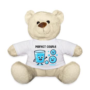 Smiling Water and Bubbles Fun Cartoon - Teddy Bear - white - Front