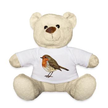 Robin minimaliste brodé (imprimé) - Nounours - blanc - Devant