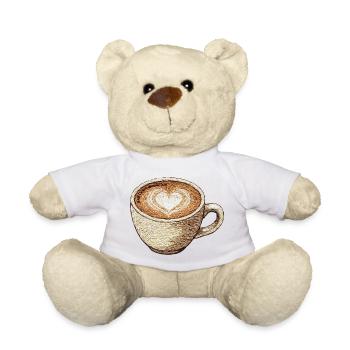 Bestickter Cappuccino – Kaffeeliebhaber (bedruckt) - Teddy - Weiß - Vorne