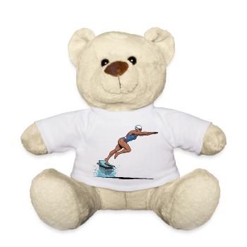Swimmer Jump on Surfboard - Teddy Bear - white - Front