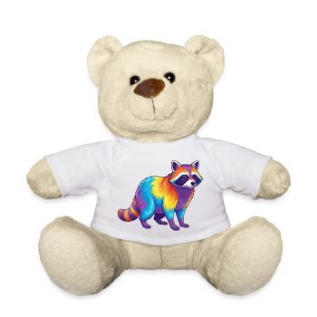 Bunter Waschbär-Regenbogen-Pop-Art-Aquarell - Teddy - Weiß - Vorne