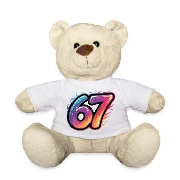 67 - T-shirt Funny Six Seven - Nounours - blanc - Devant