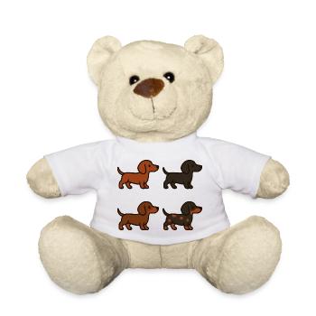 Ensemble d’illustrations de teckel mignon - Nounours - blanc - Devant