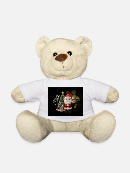 Gestrickter Santa mit Weihnachtsbaum - Teddy - Weiß