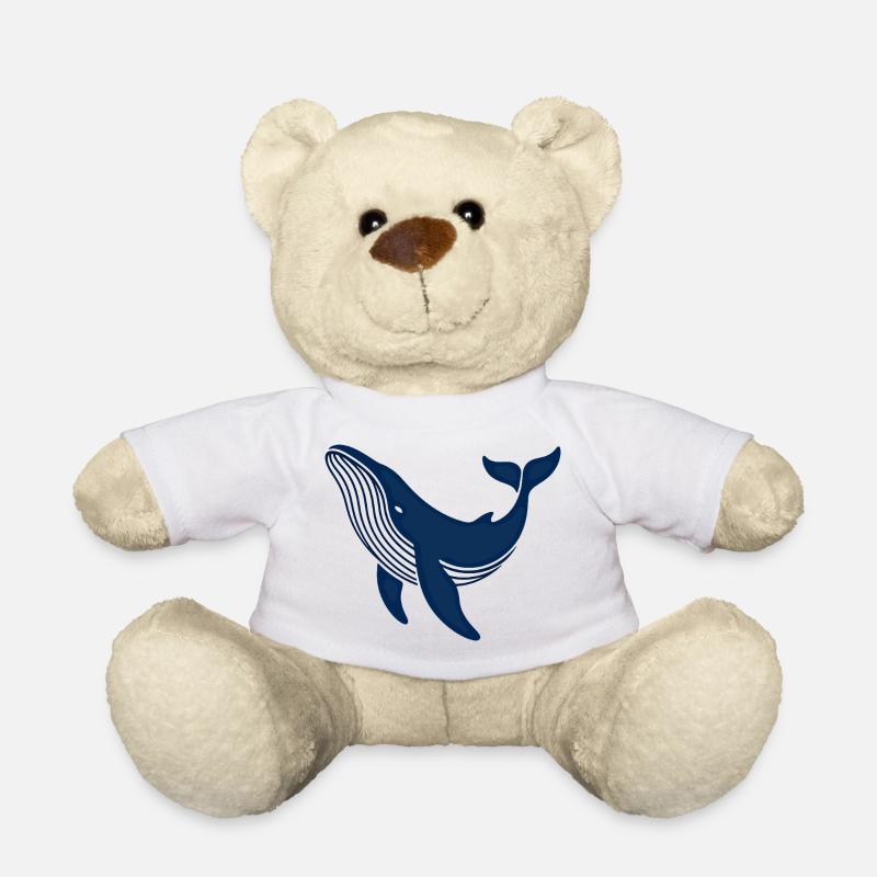 Blauer Wal - Teddy - Weiß