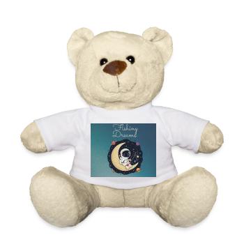 Astronaut sitz auf dem Mond und angelt Träume  - Teddy - Weiß - Vorne