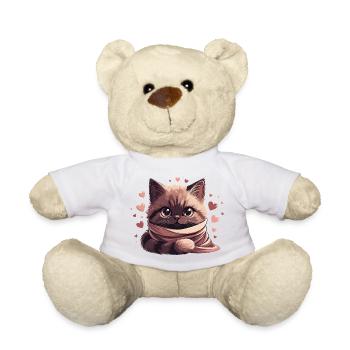 Cozy kitten wrapped in a scarf - Teddy Bear - white - Front
